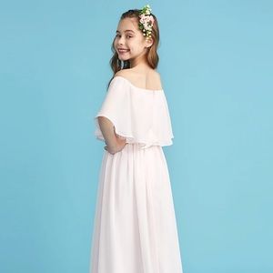 A-Line Flr Length Chiffon Jr BM Dress w Pleats